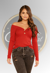 Blusa Roja Juvenil Hombros Descubiertos Atypical | Encanto Esencial