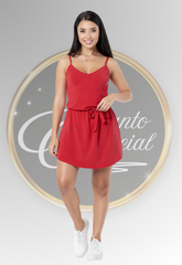 Vestido Corto Rojo con Lazo MP | Encanto Esencial
