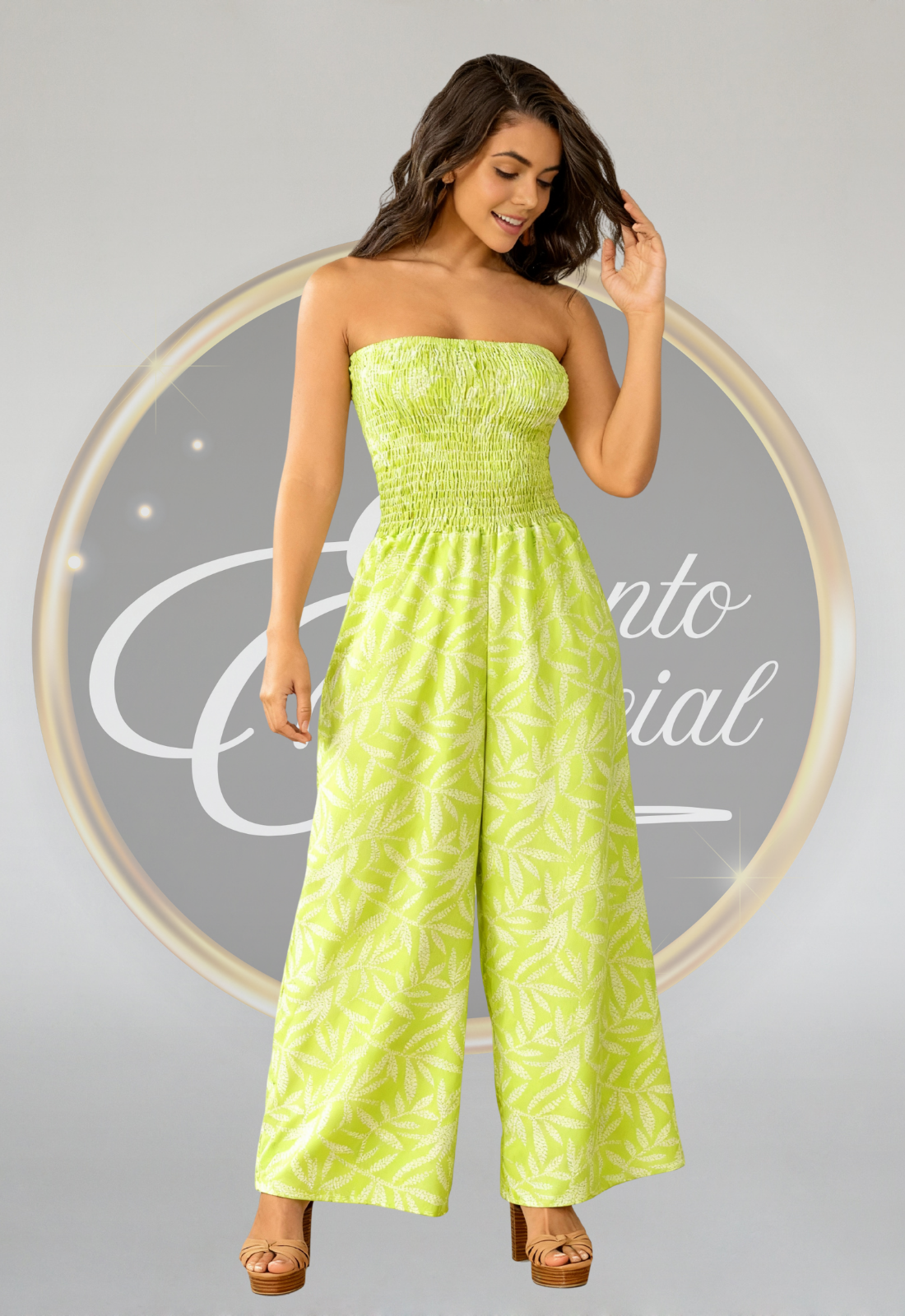 Enterizo Largo Estampado Verde MP | Encanto Esencial