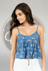 Blusa Estampada Azul de Tirantes RUTTA | Encanto Esencial
