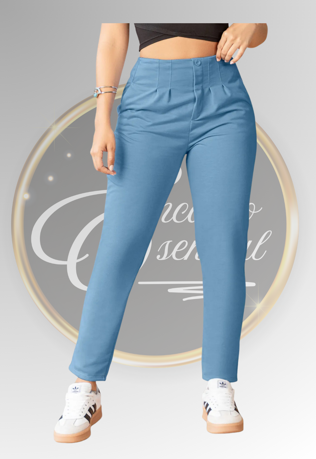 Pantalón Celeste Tiro Alto MP | Encanto Esencial