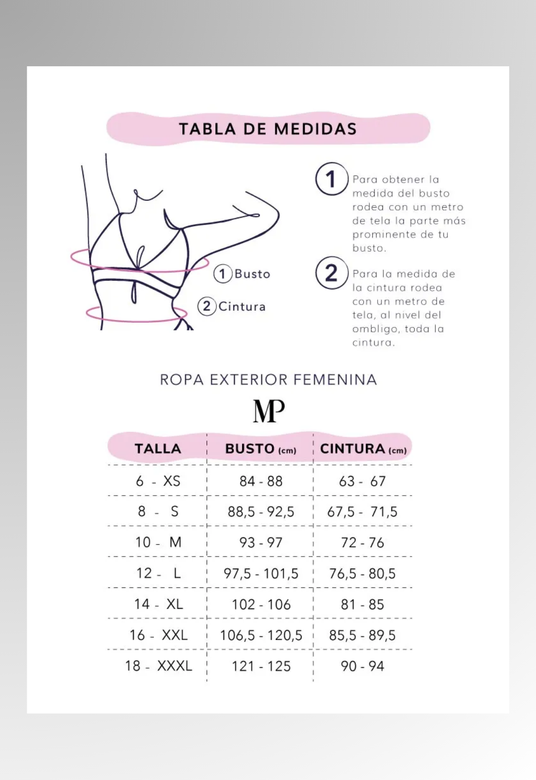 Guía de tallas
